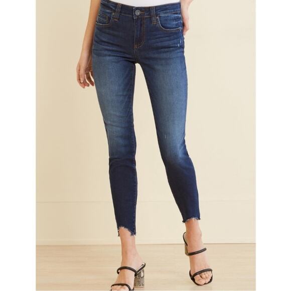 Kut From The Kloth Connie Ankle Skinny Jeans Raw Hem Size 4 Preppy Casual Boho - Picture 5 of 16